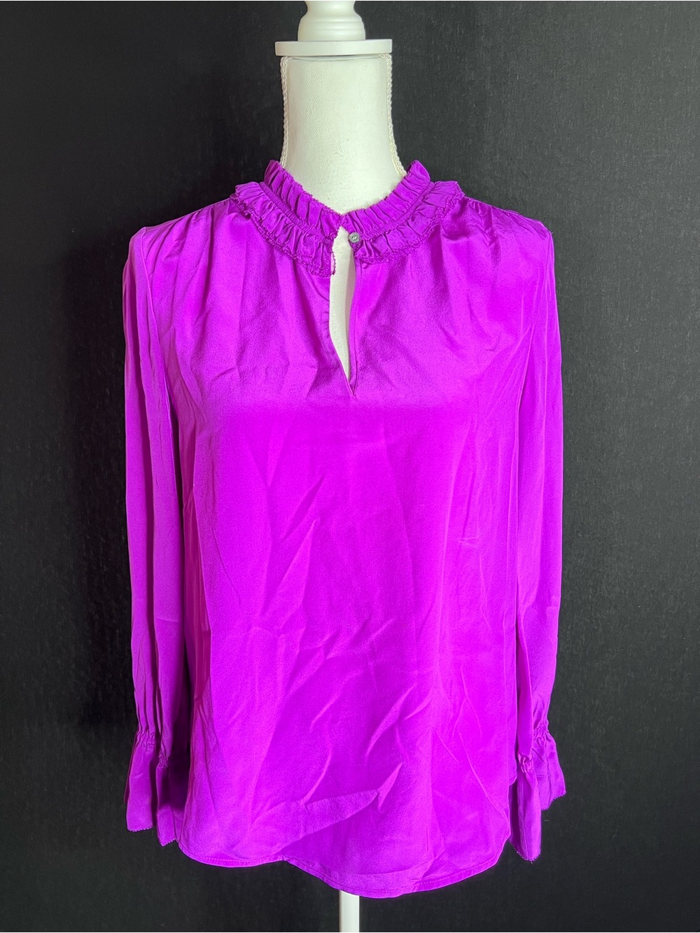 J. Crew Vibrant Magenta Ruffle Collar Blouse